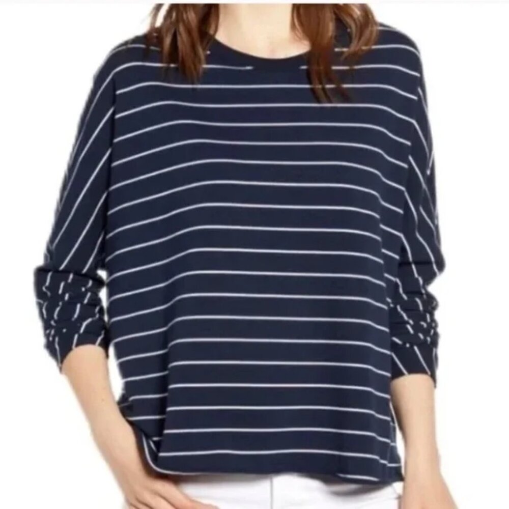 Frank & Eileen Tee Lab Oversized L/S Sweatshirt • M • British Royal Navy/White